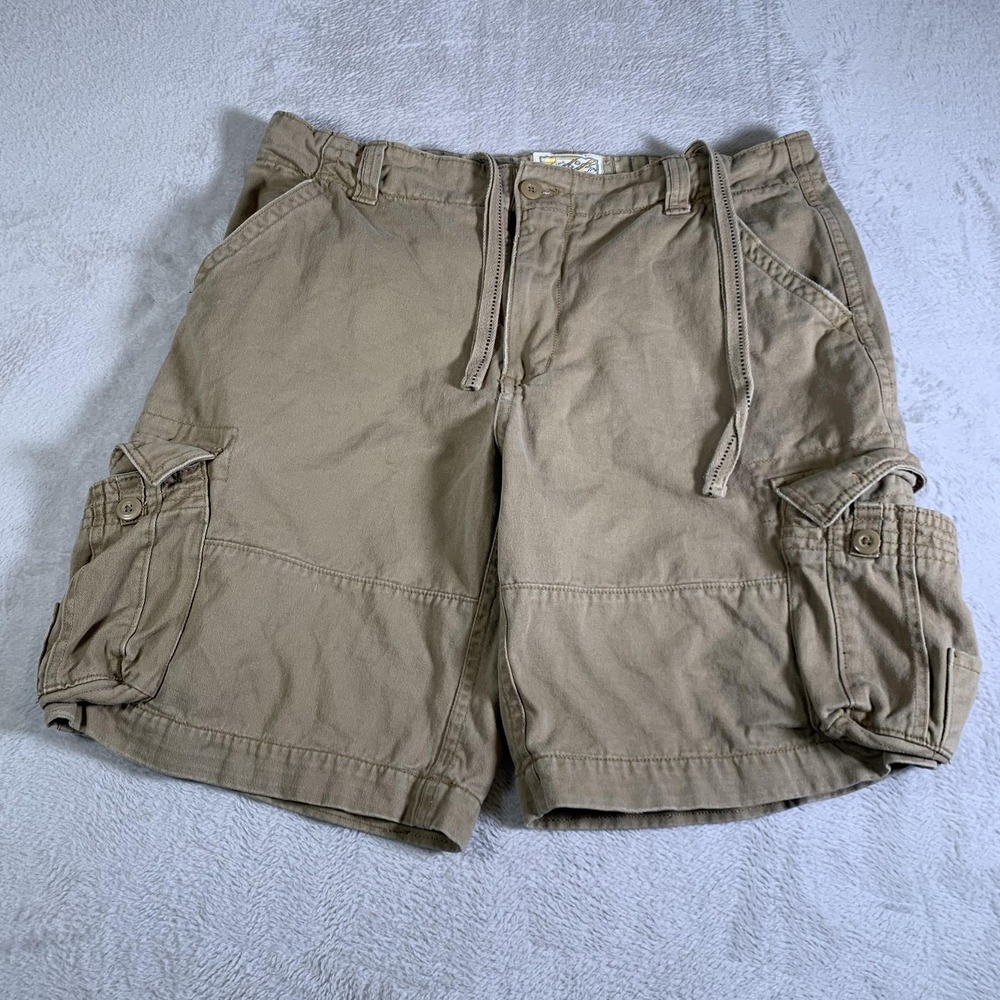 VTG No Boundaries Cargo Shorts Mens 42 Desert Camel Tan Cotton Pockets Utility